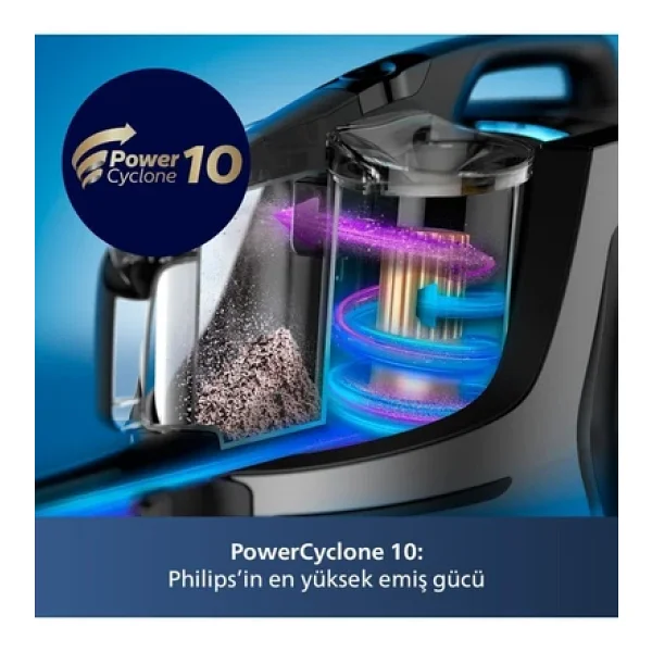 Philips Marathon Otomatik Açılma/Kapanma Özellikli LED Başlıklı Sessiz Kumandalı Süpürge+Turbo Başlık - Görsel 6