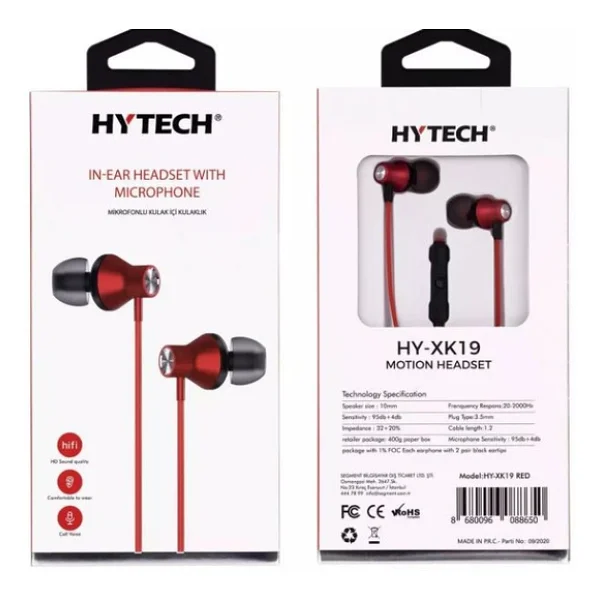 Hytech Hy-Xk19 Kırmızı Mikrofonlu Kulak İçi Kulaklık - Görsel 3