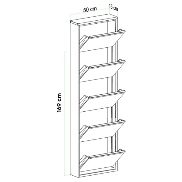 Evdemo Beyaz 5 Kapaklı Kilitli Metal Ayakkabılık - Görsel 10