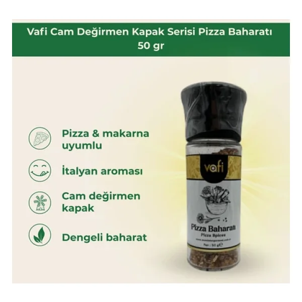 Vafi Cam Değirmen Kapak Pizza Baharatı 50 Gr - Görsel 4