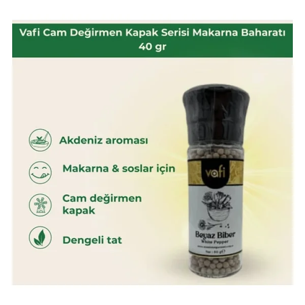 Vafi Cam Değirmen Kapak Serisi Makarna Baharatı 40 Gr - Görsel 4