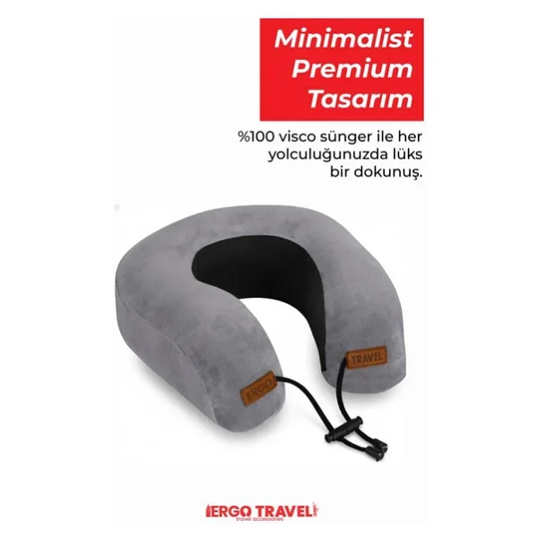 Viscofoam Lux Ortopedik Seyahat Yastığı Visco Boyun Destekli Seyahat Yastığı - Gri Ergo Travel - Görsel 9
