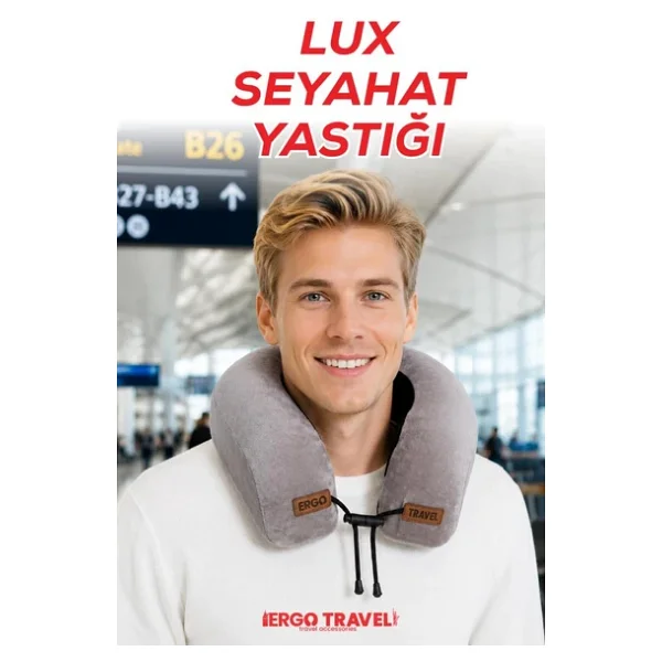 Viscofoam Lux Ortopedik Seyahat Yastığı Visco Boyun Destekli Seyahat Yastığı - Gri Ergo Travel - Görsel 3