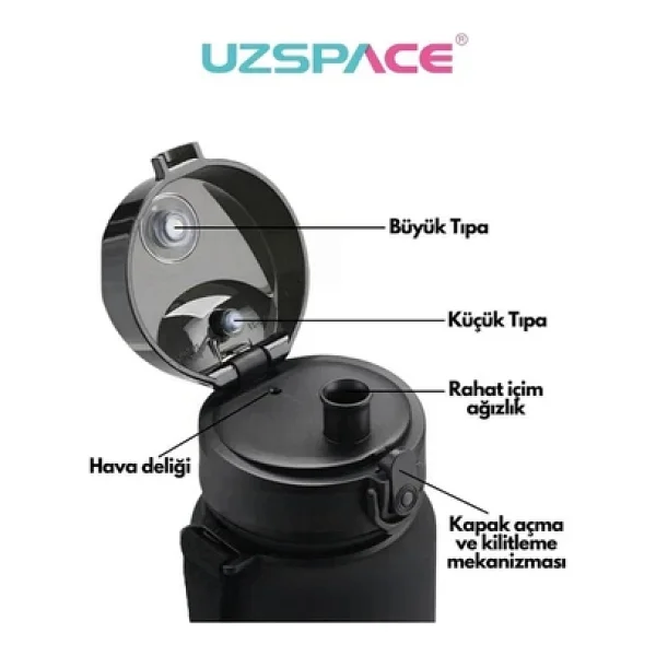 Uzspace 3053-6 Çift Renk 800 Ml Tritan Matara - Görsel 7