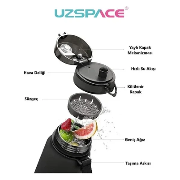Uzspace 3053-6 Çift Renk 800 Ml Tritan Matara - Görsel 6