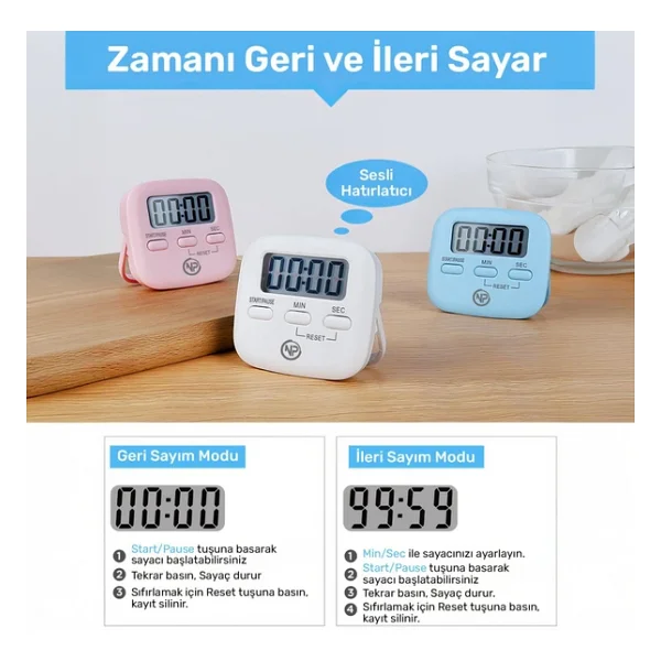 Storemax Npo Npt05m Mutfak,Ders,Yemek Için 99:59dk Dijital Alarm Kronometre,Pomodoro Öğrenci Motivasyon Saati - 01-Siyah - Görsel 2