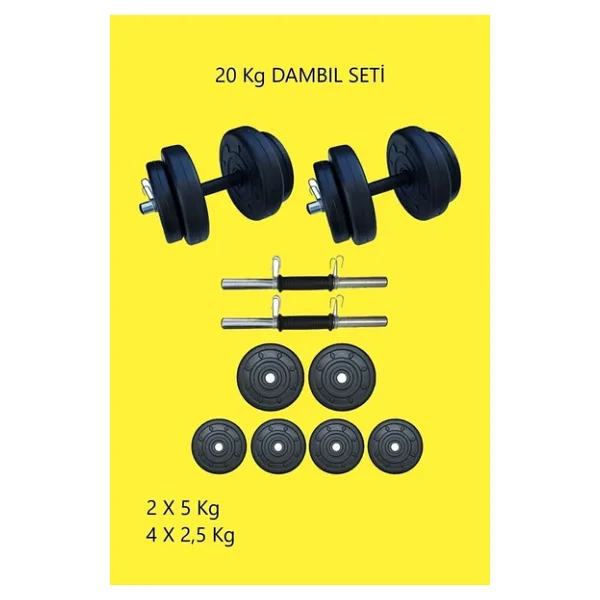 Moccastyle 23 Kg Z-Barlı Megaset Halter Seti Ve Dambıl Seti Ağırlık Fitness Seti(20 Kg Plaka Ağırlığı) - Görsel 3