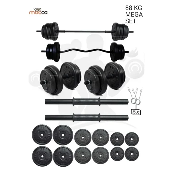 Dambılcım Mocca Style 88 Kg Z-Barlı Megaset Halter Seti Ve Dambıl Seti ,Ağırlık Seti, Fitnes - Görsel 2