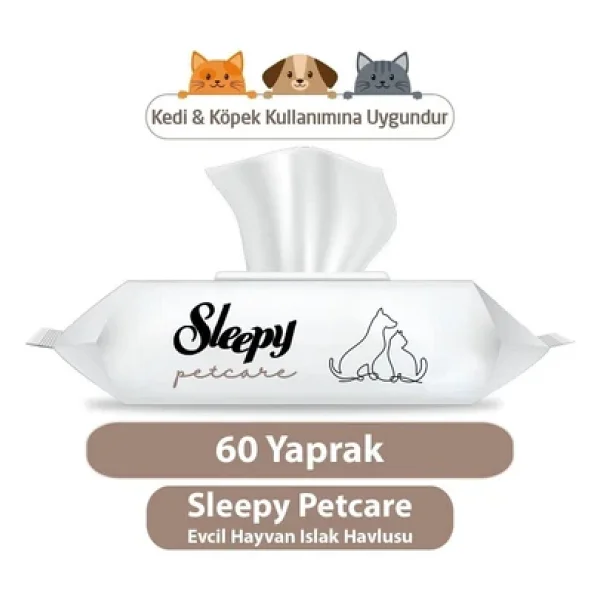 Sleepy Petcare Evcil Hayvan Islak Havlusu 60lı X 8 Adet (480 Yaprak) - Görsel 4