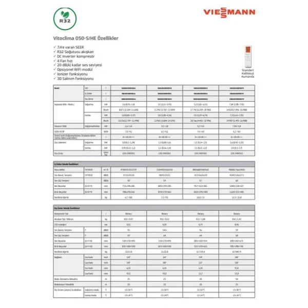 Viessmann Vitoclima 050-S/He Pro Plus Swaa050mfa070 A++ 24000 Btu Inverter Duvar Tipi Klima - Görsel 4