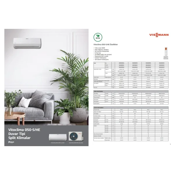 Viessmann Vitoclima 050-S/He Pro Plus Swaa050mfa070 A++ 24000 Btu Inverter Duvar Tipi Klima - Görsel 5