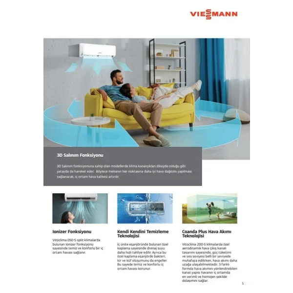 Viessmann Vitoclima 050-S/He Pro Plus Swaa050mfa070 A++ 24000 Btu Inverter Duvar Tipi Klima - Görsel 6