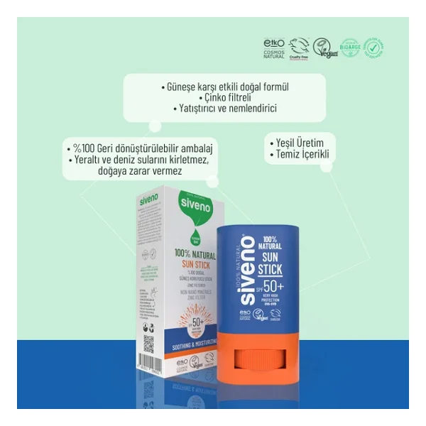 Siveno Mineral Filtreli Renkli 15 Gr 50 Faktör Stick Güneş Kremi - Görsel 8