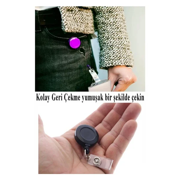 Mavi Yaka Yoyosu 5 Adet Yoyo Kartlık Kimlik Personel Kartı Yoyo Yaka Cep Kemer Geri Çekilebilir Rozet Tutma Makara - Görsel 6