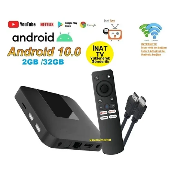 2gb/32gb Android 10 TV Box ( Inat TV Yüklenerek Gönderilecektir ) - Görsel 5