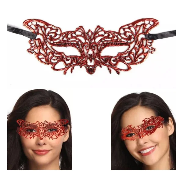Kırmızı Dantel Masquerade Maskesi 9 No - Görsel 2