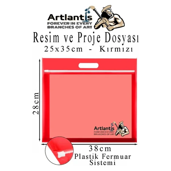 Plastik Fermuarlı Proje Dosyası 25x35 Cm 1 Adet Tutmaçlı 28x38 Cm Resim Ve Proje Ödev Dosyası El Tutmalı - Görsel 3