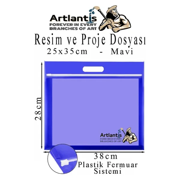 Plastik Fermuarlı Proje Dosyası 25x35 Cm 1 Adet Tutmaçlı 28x38 Cm Resim Ve Proje Ödev Dosyası El Tutmalı - Görsel 4
