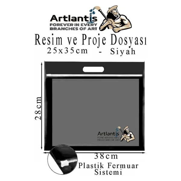 Plastik Fermuarlı Proje Dosyası 25x35 Cm 1 Adet Tutmaçlı 28x38 Cm Resim Ve Proje Ödev Dosyası El Tutmalı - Görsel 5
