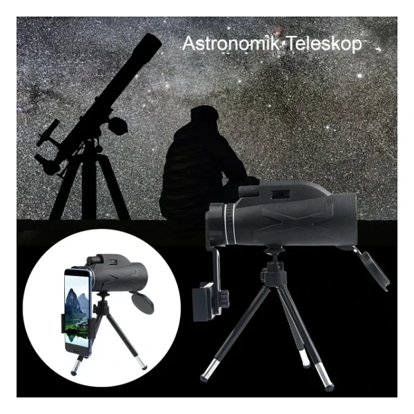 80x100 HD Zoom Tek Göz Monoküler Teleskop Taşınabilir Dürbün Yeşil - Görsel 6