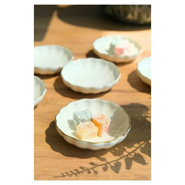 Kütahya Porselen Bone Luz Altın Fileli 8 Cm 6'lı Kase - Görsel 4