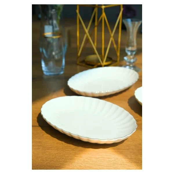 Kütahya Porselen Bone Luz Altın File Kayık Tabak 24x17cm Bnlzf24ky20 2 Li - Görsel 6