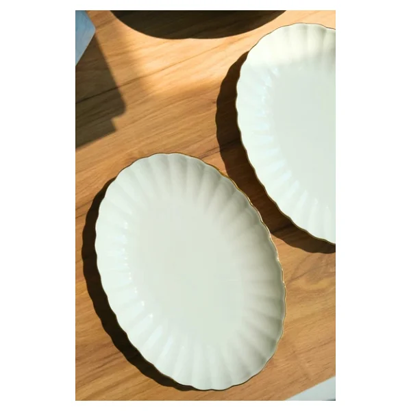 Kütahya Porselen Bone Luz Altın File Kayık Tabak 24x17cm Bnlzf24ky20 2 Li - Görsel 5