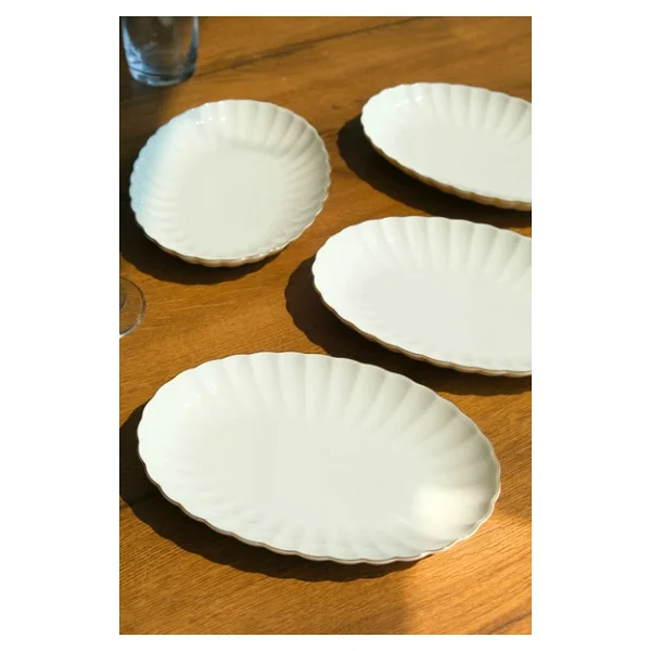 Kütahya Porselen Bone Luz Altın File Kayık Tabak 24x17cm Bnlzf24ky20 4 Lü - Görsel 5