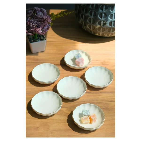 Kütahya Porselen Bone Luz Altın Fileli 8 Cm 6'lı Kase - Görsel 3