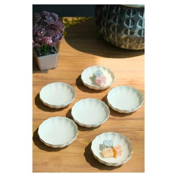 Kütahya Porselen Bone Luz Altın Fileli 8 Cm 6'lı Kase - Görsel 5