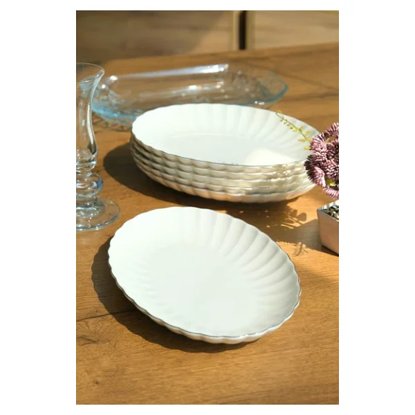 Kütahya Porselen Bone Luz Platin File Kayık Tabak 24x17cm Bnlzf24ky220 6 Lı - Görsel 3