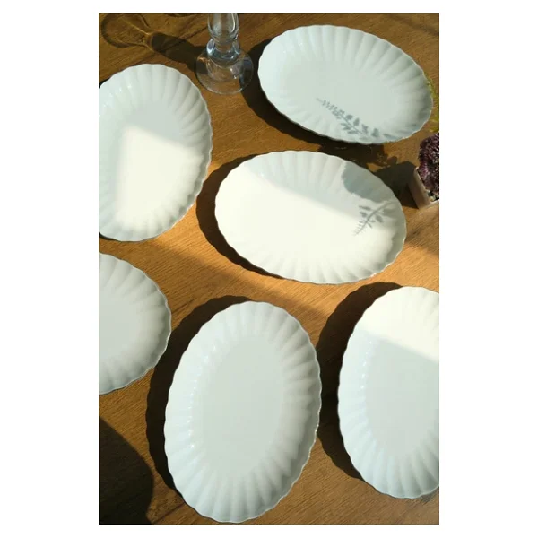 Kütahya Porselen Bone Luz Platin File Kayık Tabak 24x17cm Bnlzf24ky220 6 Lı - Görsel 6
