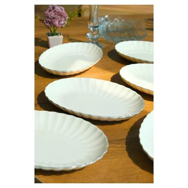 Kütahya Porselen Bone Luz Platin File Kayık Tabak 24x17cm Bnlzf24ky220 6 Lı - Görsel 4