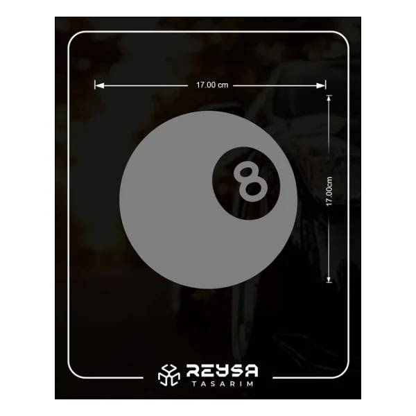 Bilardo Topu Stikcer 17x17 Cm Gri - Görsel 4