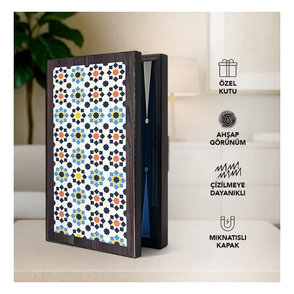 Biggdesign Star Tavla Çizilmez Zeminli, Mıknatıslı Mdf Kasa, 2 Kat Vernik Cilalı - Görsel 10