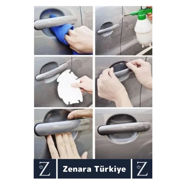Kolay Montaj Otomobil Kapı Yuvası Araba Kapı Kolu Çizilme Aşınma Yıpranma Darbe Koruyucu Film 4 Adet - Görsel 2