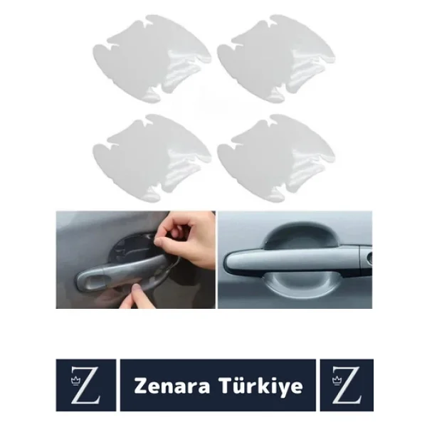 Kolay Montaj Otomobil Kapı Yuvası Araba Kapı Kolu Çizilme Aşınma Yıpranma Darbe Koruyucu Film 4 Adet - Görsel 3