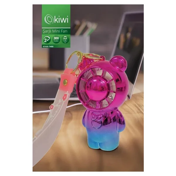Kiwi Kfan-7400 Pembe Ayıcık Mini Vantilatör - Görsel 3