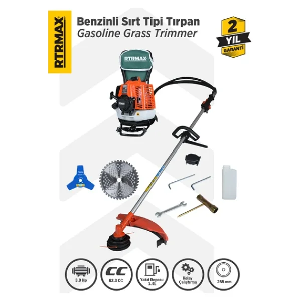 Rtrmax Rtm9640 3 Hp Benzinli Sırt Tırpan - Görsel 4