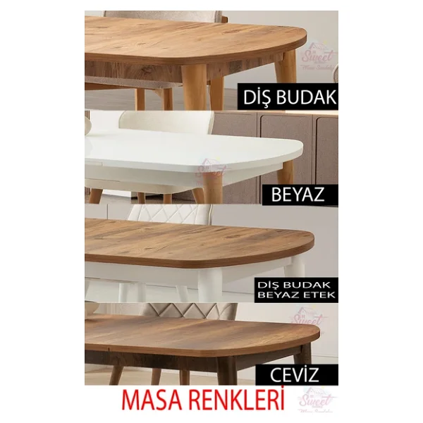 Kelebek Gizli Kaşıklıklı Açılır Mdf Masa Mutfak,Salon,Yemek Odası Masası - Görsel 8