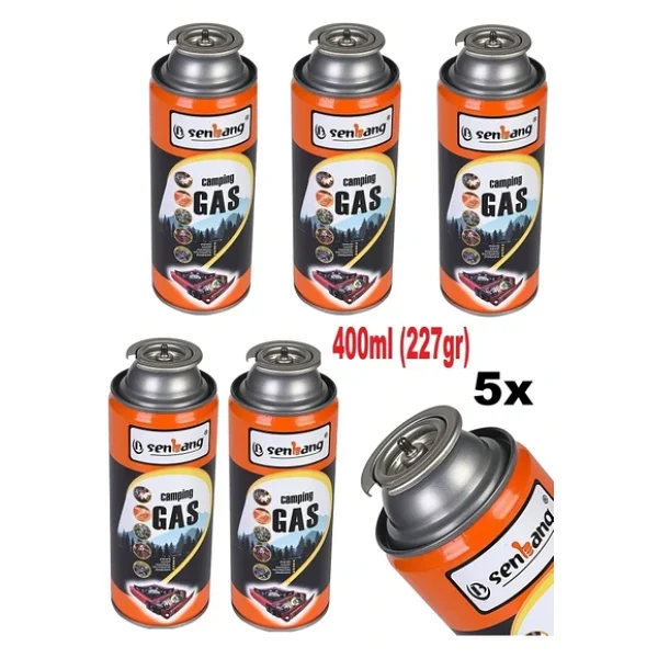 Depolife Kamp Ocağı Yedek Tüp Gazı Pürmüz Torc Kafası İçin 5 Adet Kamp Gaz Tüpü Çakmak Gazı (400ml) - Görsel 2