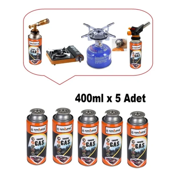 Depolife Kamp Ocağı Yedek Tüp Gazı Pürmüz Torc Kafası İçin 5 Adet Kamp Gaz Tüpü Çakmak Gazı (400ml) - Görsel 5