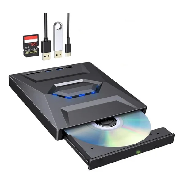 Valkyrie USB 3.0 Harici External CD DVD Okuyucu Yazıcı LED USB Hub Tf Sd Kart Okuyucu Çoğaltıcı - Görsel 3