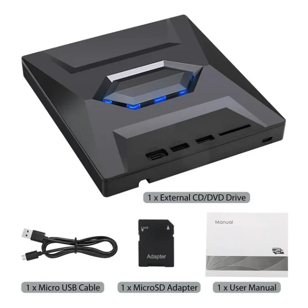 Valkyrie USB 3.0 Harici External CD DVD Okuyucu Yazıcı LED USB Hub Tf Sd Kart Okuyucu Çoğaltıcı - Görsel 8