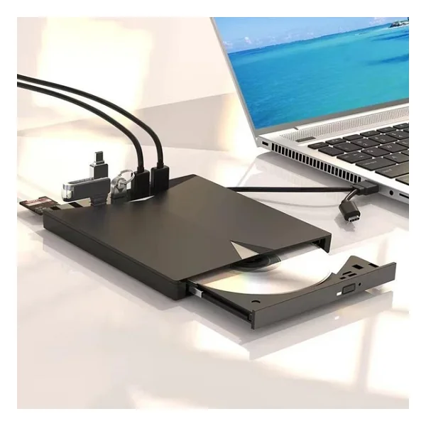 Valkyrie Harici CD DVD Rom Yazıcı Okuyucu USB 3.0 Hub Çoğaltıcı Tf Sd Kart Okuyucu 7in1 - Görsel 5