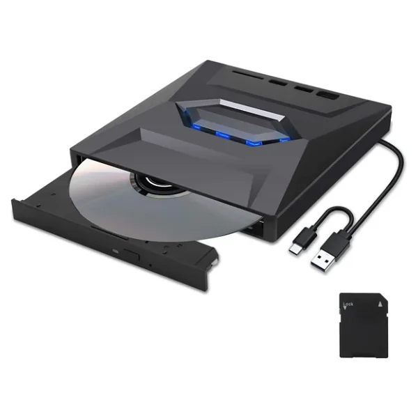 Valkyrie USB 3.0 Harici External CD DVD Okuyucu Yazıcı LED USB Hub Tf Sd Kart Okuyucu Çoğaltıcı - Görsel 6