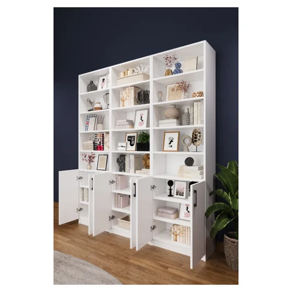 Asra Trend Mdf Beyaz Kapaklı Kitaplık - Ayarlanabilir Raf, Ev & Ofis Modern Dekoratif Kitaplık, K-50 - Görsel 6