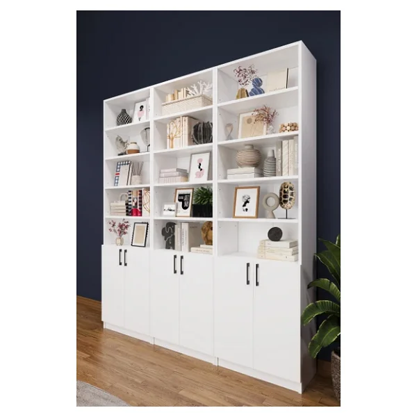 Asra Trend Mdf Beyaz Kapaklı Kitaplık - Ayarlanabilir Raf, Ev & Ofis Modern Dekoratif Kitaplık, K-50 - Görsel 5