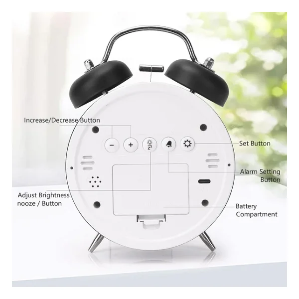 Valkyrie LED Ekranlı Analog Alarmlı Masa Saati Çalar Saat Pil Dereceli Çift Alarmlı Dijital Saat Siyah - Görsel 8