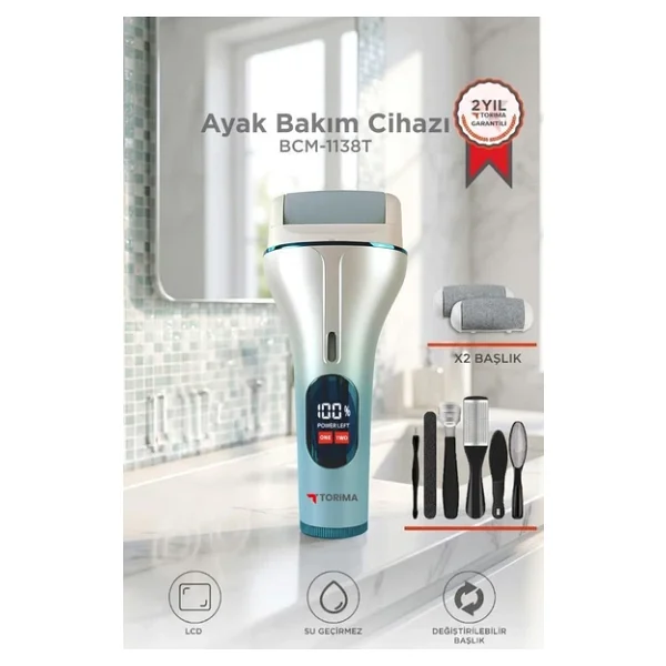 Torima Bcm-1138t Beyaz LED Ekran Göstergeli Turbo Modlu Su Geçirmez Ayak Bakım Törpüsü - Görsel 8